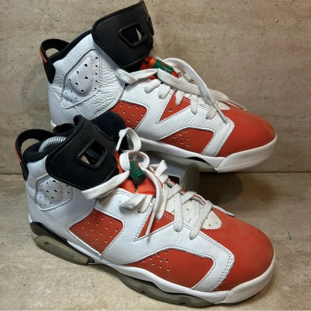 Nike Jordan 6 White and‎ Orange High-Top Sneakers